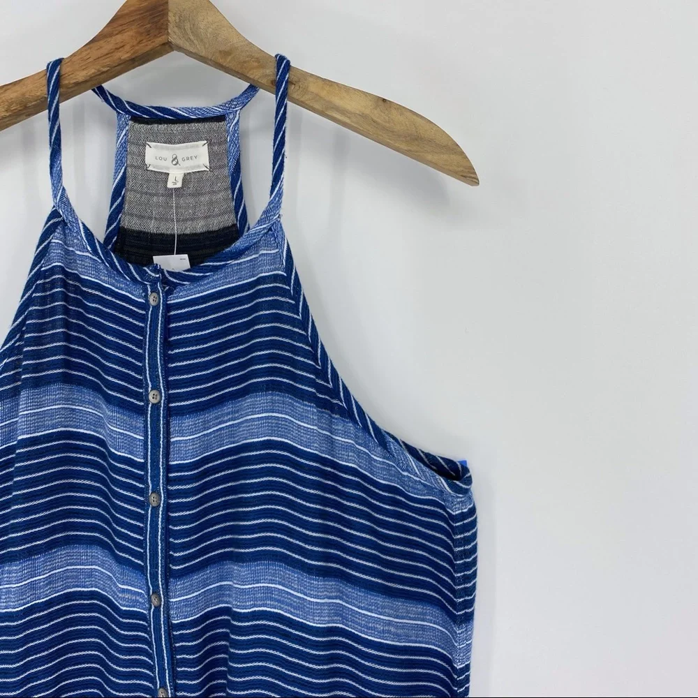 Lou & Grey Baja Romper Large blue white stripe terry lounge comfy shorts jumper - Picture 4 of 15